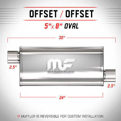 2.5 5x8 Oval 24 Polished Stainless Universal Exhaust Muffler 14260 | MagnaFlow