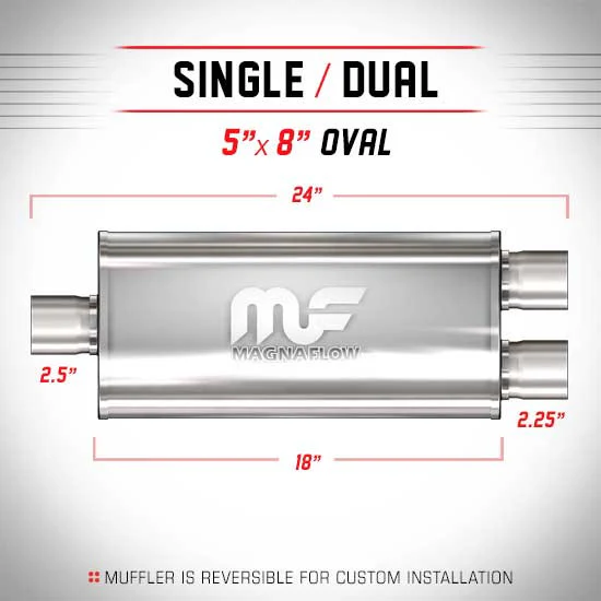 Universal Muffler/Silencer 2.5/2.25 S/D Oval 5x8 x 18 | #12258 | MagnaFlow