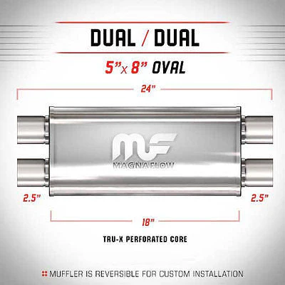 Universal Muffler/Silencer 2.5 D/D Oval 5x8 x 18 | #14468 | MagnaFlow