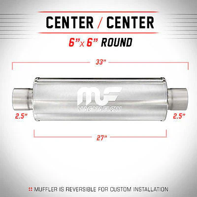 Universal Muffler/Silencer 2.5 C/C Round 6 x 27 | #12640 | MagnaFlow