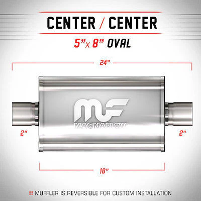 Universal Muffler/Silencer 2 C/C Oval 5x8 x 18 | #12244 | MagnaFlow