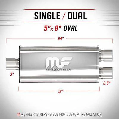 Universal Muffler/Silencer 3/2.5 S/D Oval 5x8 x 24 | #12288 | MagnaFlow