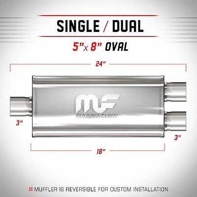 Universal Muffler/Silencer 3 S/D Oval 5x8 x 18 | #12298 | MagnaFlow