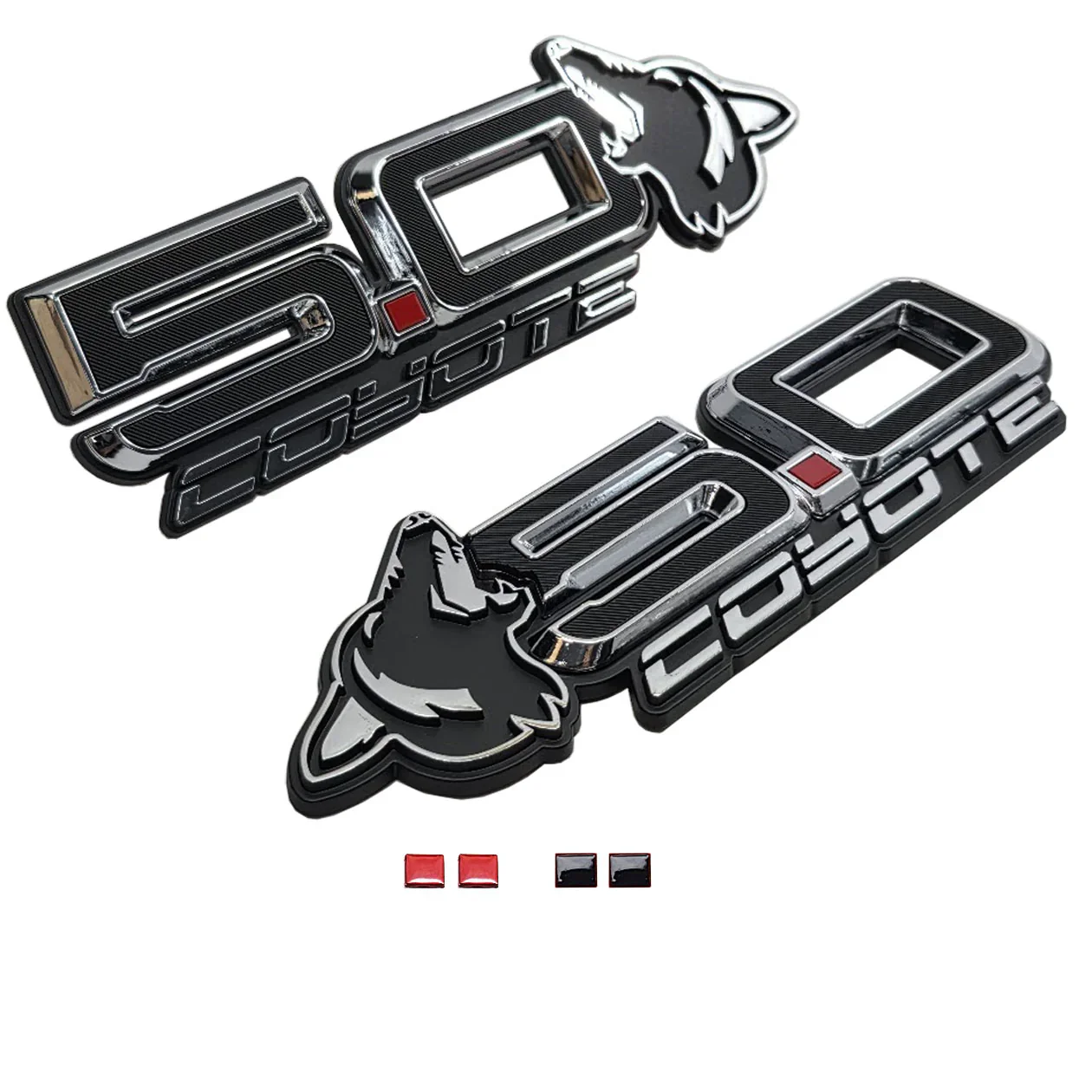 Howling Coyote S650 Style 5.0L Wing Emblems for Mustang 2015-23 & 2024+ | #85108-001 | AMP