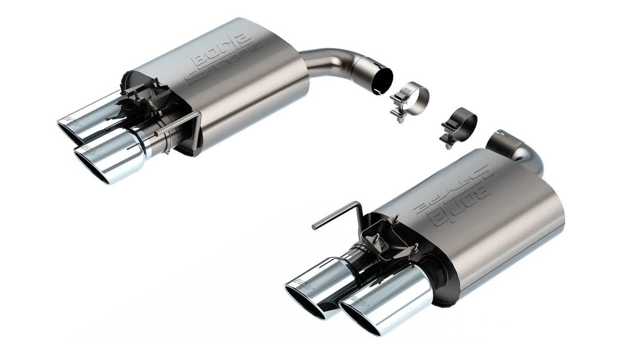 S-Type Axle-Back Exhaust Chrome/Black/Carbon Tips For Mustang GT 2024+ | #11985 | Borla - Image 2