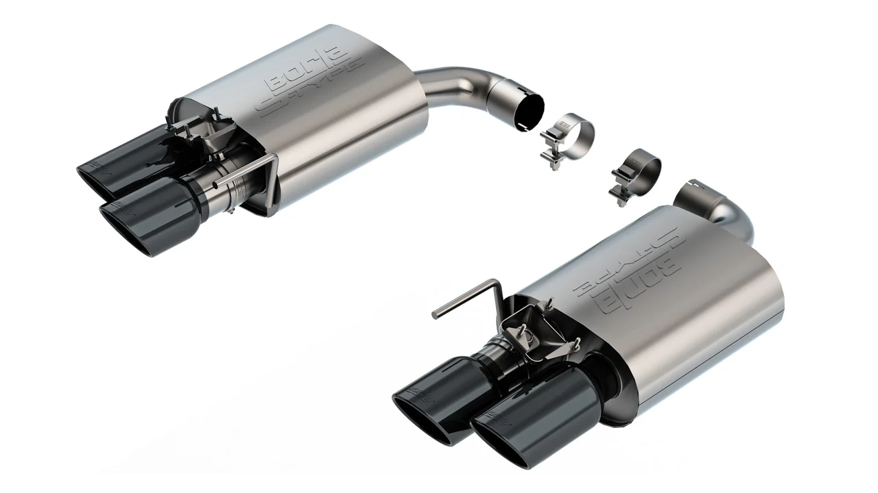 S-Type Axle-Back Exhaust Chrome/Black/Carbon Tips For Mustang GT 2024+ | #11985 | Borla - Image 5