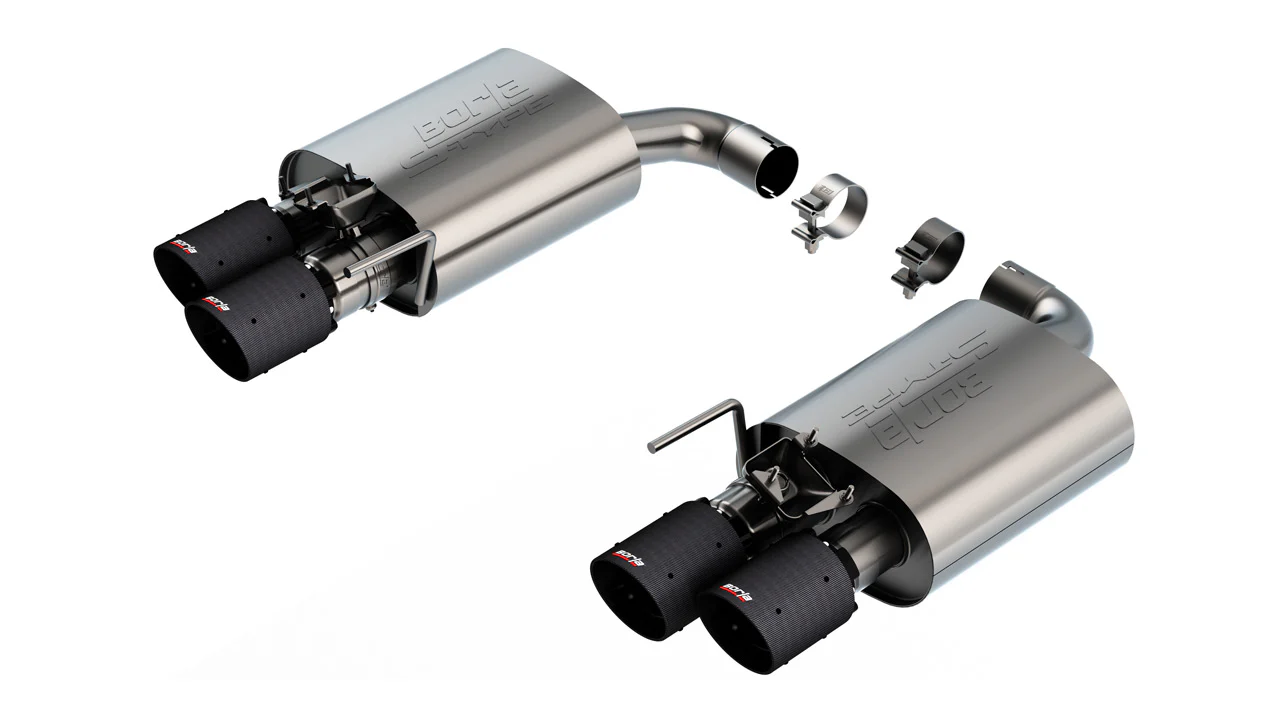 S-Type Axle-Back Exhaust Chrome/Black/Carbon Tips For Mustang GT 2024+ | #11985 | Borla - Image 8
