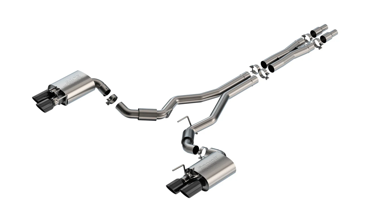 S-Type Cat-Back Exhaust Chrome/Black/Carbon Tips For Mustang GT 2024+ | #140962 | Borla - Image 5