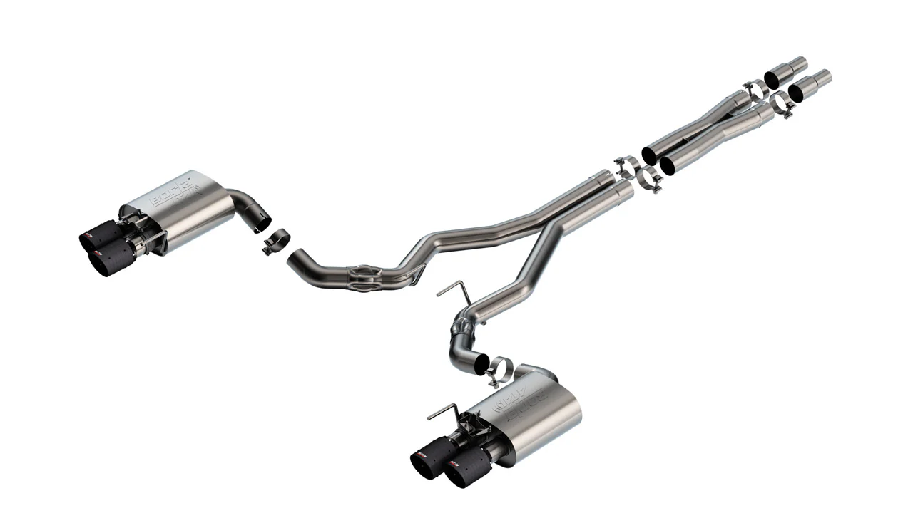 ATAK Cat-Back Exhaust Chrome/Black/Carbon Tips For Mustang GT 2024+ | #140963 | Borla - Image 8