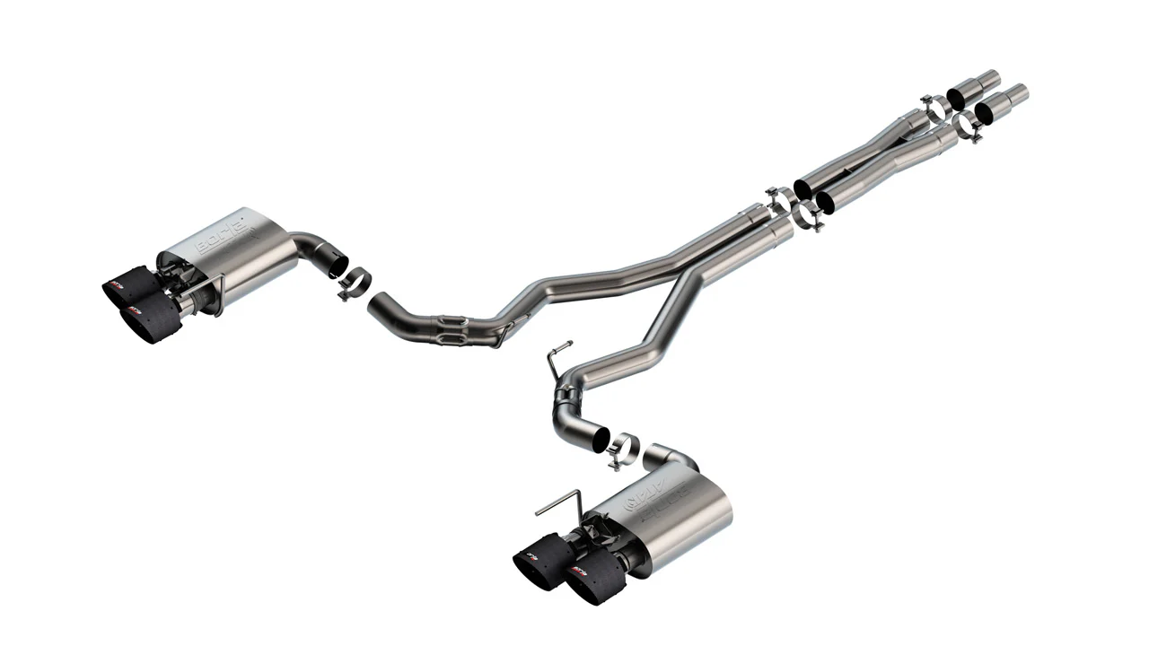 ATAK Cat-Back Exhaust Chrome/Black/Carbon Tips For Mustang Dark Horse 2024+ | #140965 | Borla - Image 6