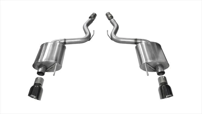 Axle-Back Touring Exhaust (Black Tips) for Mustang 5.0L GT 2015-17 | #14329BLK  | Corsa Performance