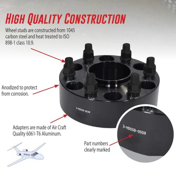 Hubcentric Wheel Spacers 2in/50.8mm (Black) (Pair) for RAM 1500 2019-21 | #6550-6550H-E14 | Coyote Accessories - Image 2
