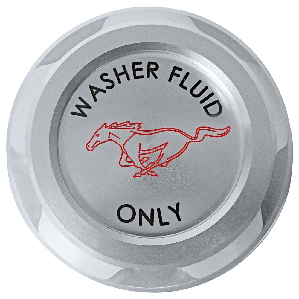 Washer Reservoir Cap (Billet, ft. Pony) for Mustang 2015-23 | #FR3Z-17632-BL | Drake Muscle Cars