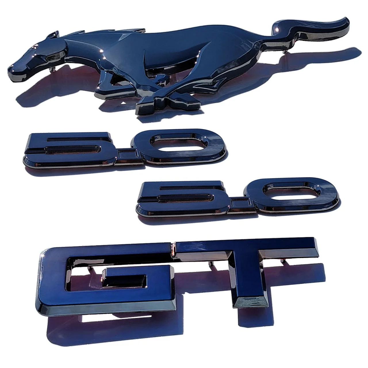 5.0 Wing Emblem Pair (Black Chrome) for Mustang GT 2015-23 | #EM000550BCX2 | Ford - Image 3