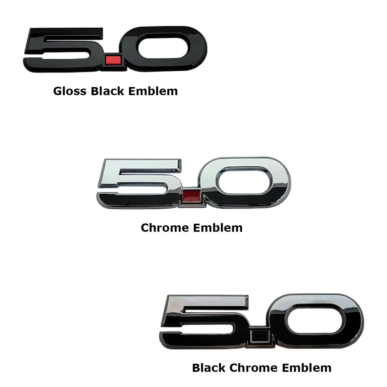 5.0 Wing Emblem Pair (Black Chrome) for Mustang GT 2015-23 | #EM000550BCX2 | Ford - Image 4