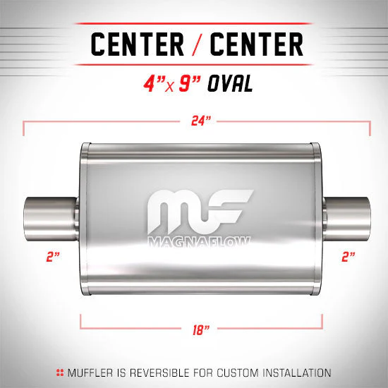Universal Muffler Silencer 2 C/C Oval 4 x 9 x 18 11244 | MagnaFlow