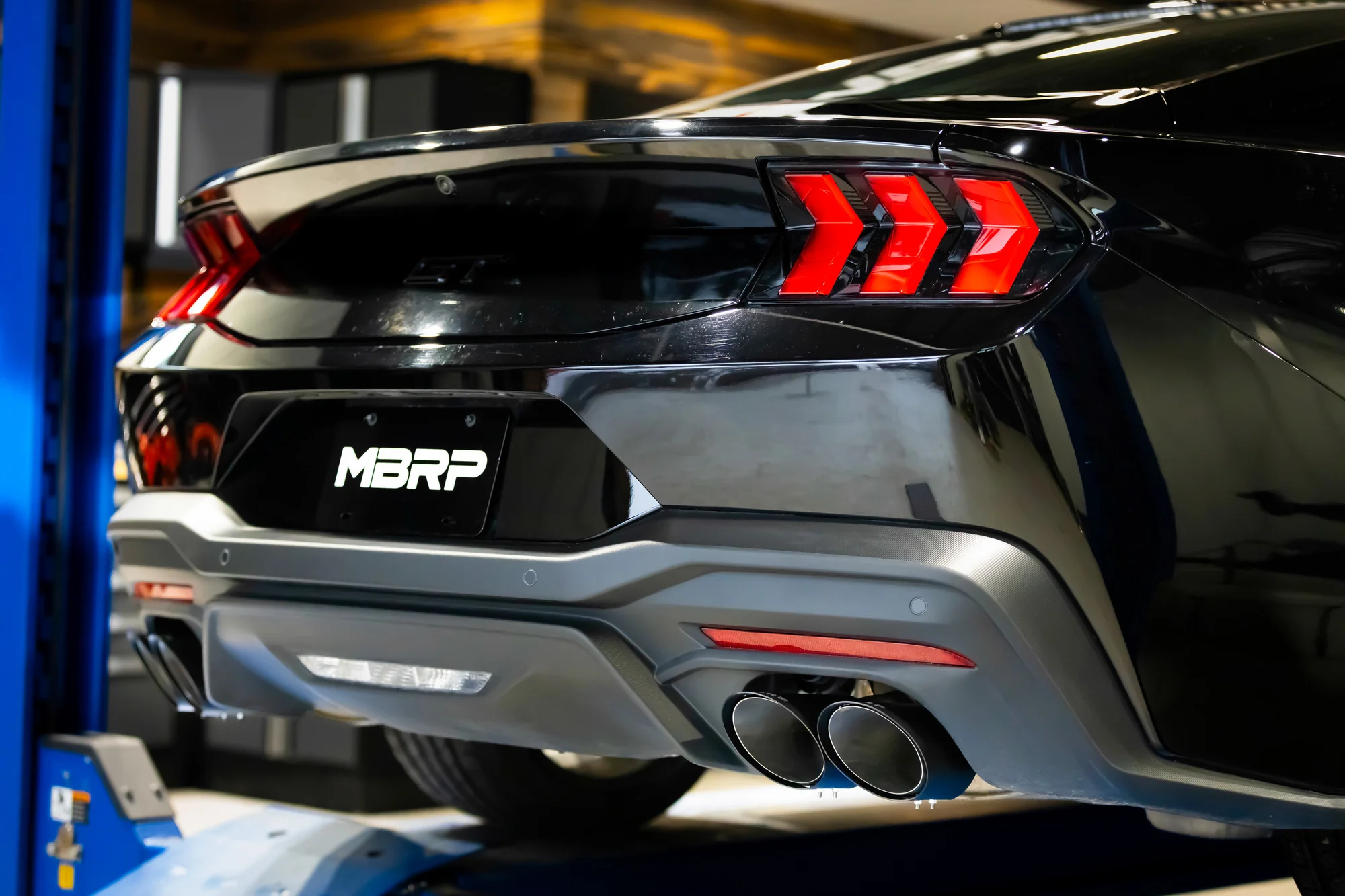Black-Coated 4" Slip-On Tip Kit For Factory Active Quad Exhaust Tips on Mustang 2018-23 & 2024+ | #T5198BLK | MBRP - Image 2
