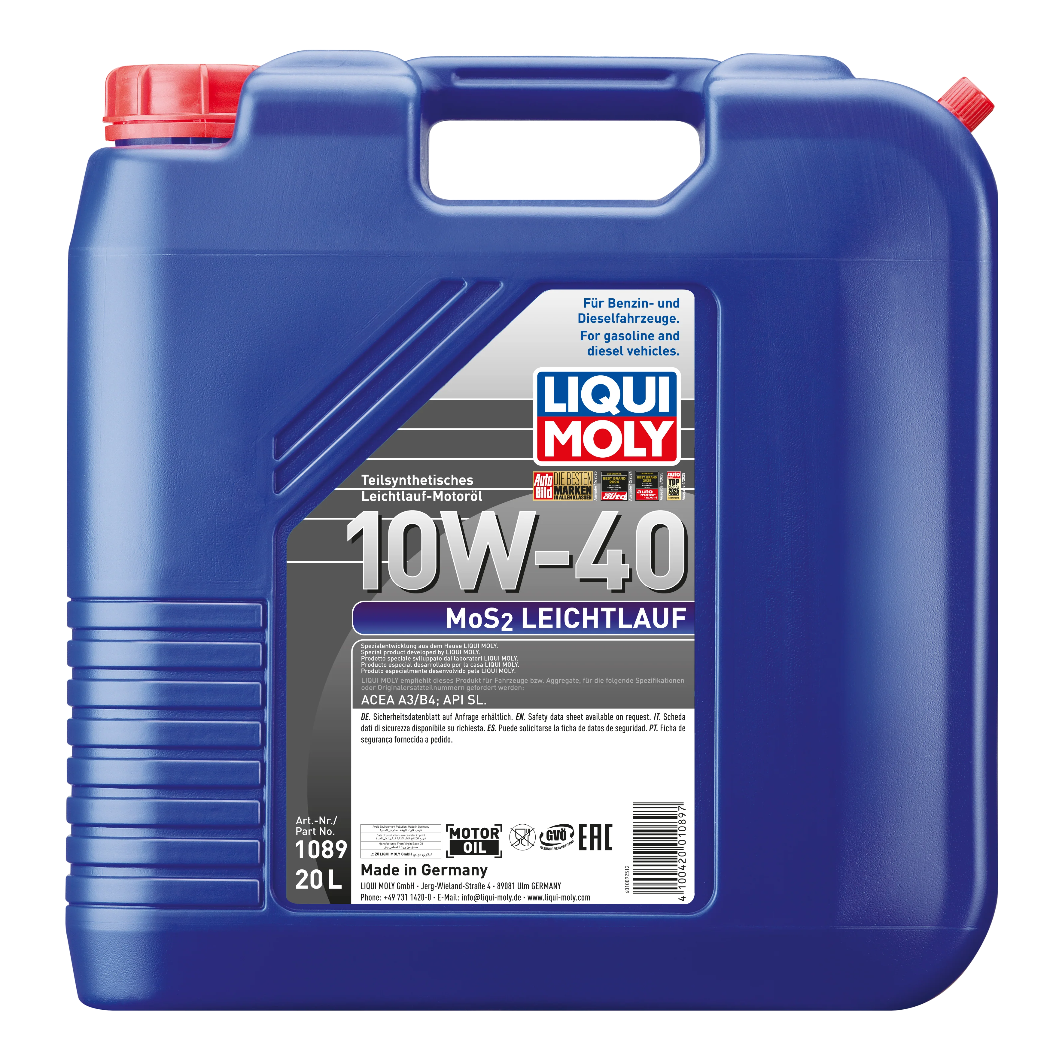 MOS2-Leichtlauf 10W-40 20ltr - 1089 | Liqui Moly