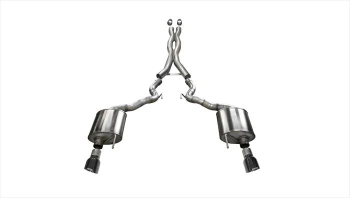 Sport Cat-Back Exhaust (Black Tips) for Mustang (Convertible) 5.0L GT 2015-17 | #14341BLK  | Corsa Performance