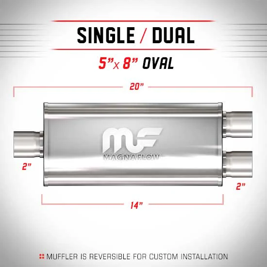 Universal Muffler Silencer 2 S/D Oval 5 x 8 x 14 12128 | MagnaFlow
