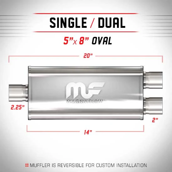 Universal Muffler Silencer 2.25/2 S/D Oval 5 x 8 x 14 12148 | MagnaFlow