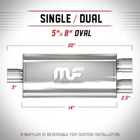 Universal Muffler/Silencer 3/2.5 S/D Oval 5x8 x 14 | #12198 | MagnaFlow