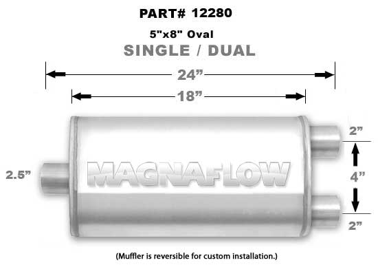 Universal Muffler/Silencer 2.5/2 S/D Oval 5x8 x 18 | #12280 | MagnaFlow