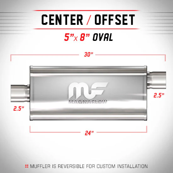 Universal Muffler/Silencer 2.5 C/O Oval 5x8 x 24 | #12286 | MagnaFlow
