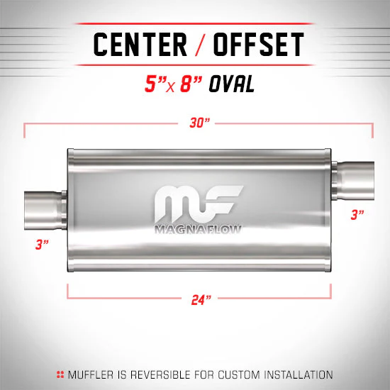 Universal Muffler/Silencer 3 C/O Oval 5x8 x 24 | #12289 | MagnaFlow