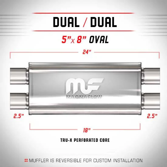 Universal Muffler/Silencer 2.5 D/D Oval 5x8 x 18 | #12468 | MagnaFlow