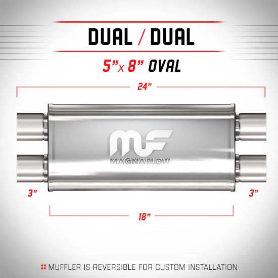 Universal Muffler/Silencer 3 D/D Oval 5x8 x 18 | #12469 | MagnaFlow