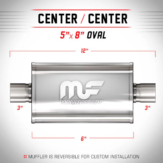 Universal Muffler/Silencer 3 C/C Oval 5x8 x 6 | #14149 | MagnaFlow
