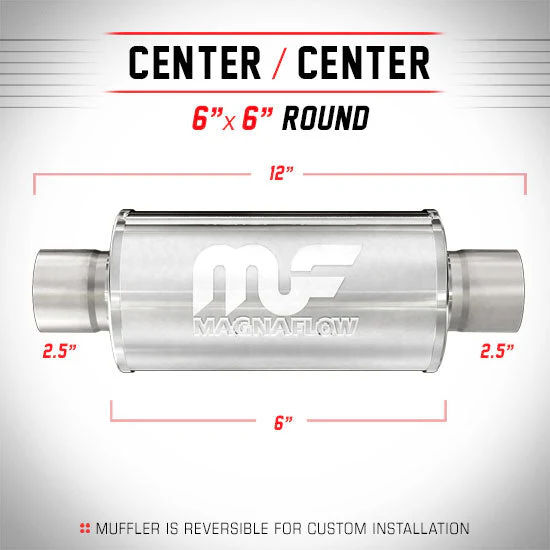 Universal Muffler/Silencer 2.5 C/C Round 6 | #14158 | MagnaFlow