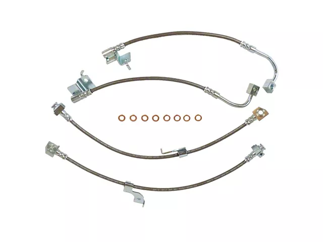 Stainless Steel Brake Line Kit Clear / Black for Mustang GT and EcoBoost (Without Magneride) 2015-23 | #22560 | J&M - Image 2