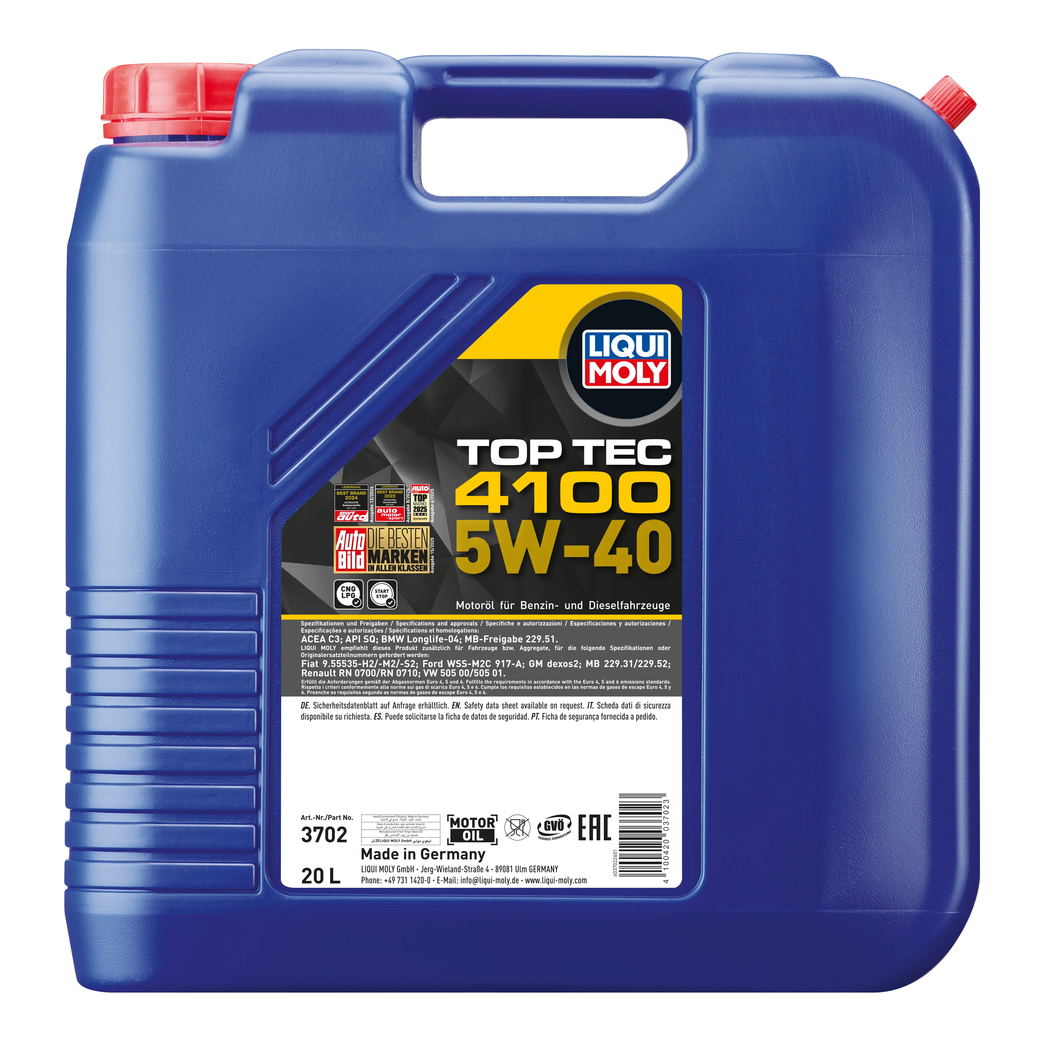 Top TEC 4100 5W-40 20ltr - 3702 | Liqui Moly